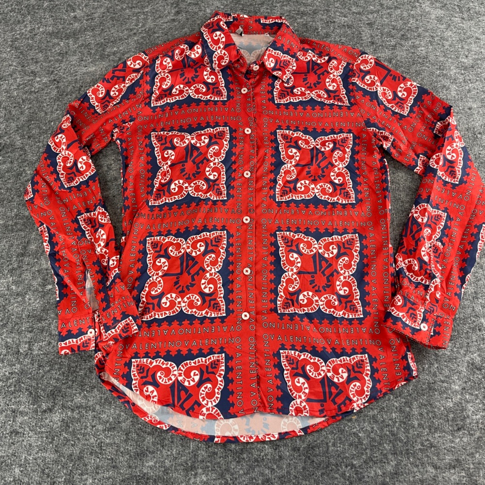 Valentino Garavani Women’s Small Button up Shirt Red Italy Lightweight n164